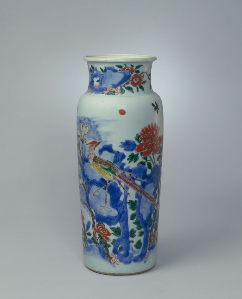 图片[1]-Blue and white multicolored brocade chicken peony-China Archive